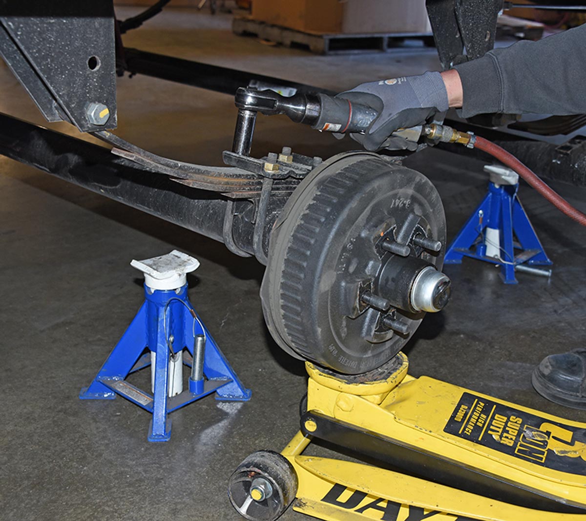 lossened plate nuts at each spring