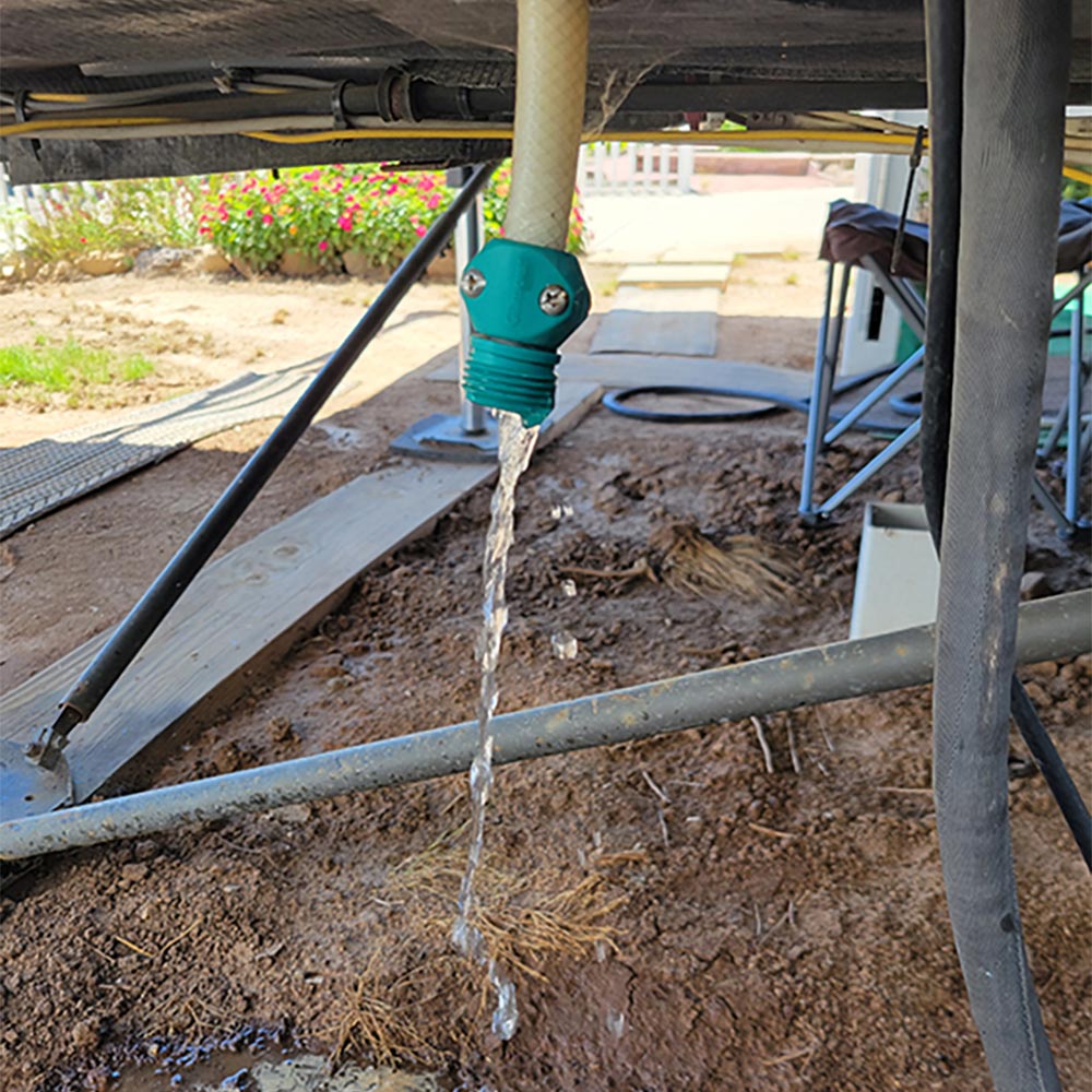 Low point drain being flushed