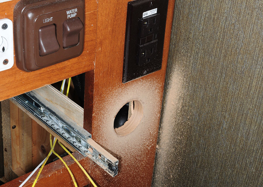 Drilled hole for control pannel