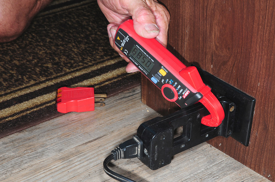 amp meter or multimeter with a clamp-on induction ring