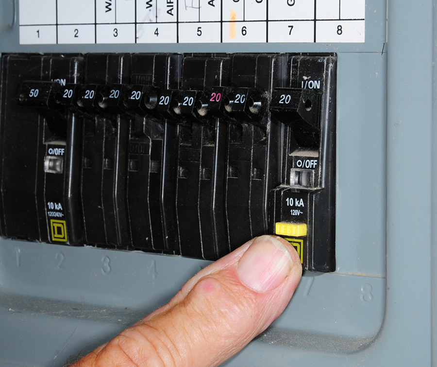 pushing the test button
