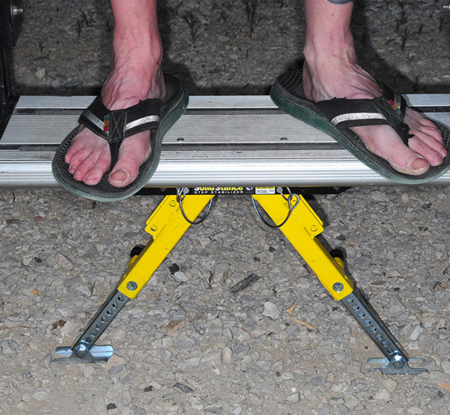 standing on a step stabilizer