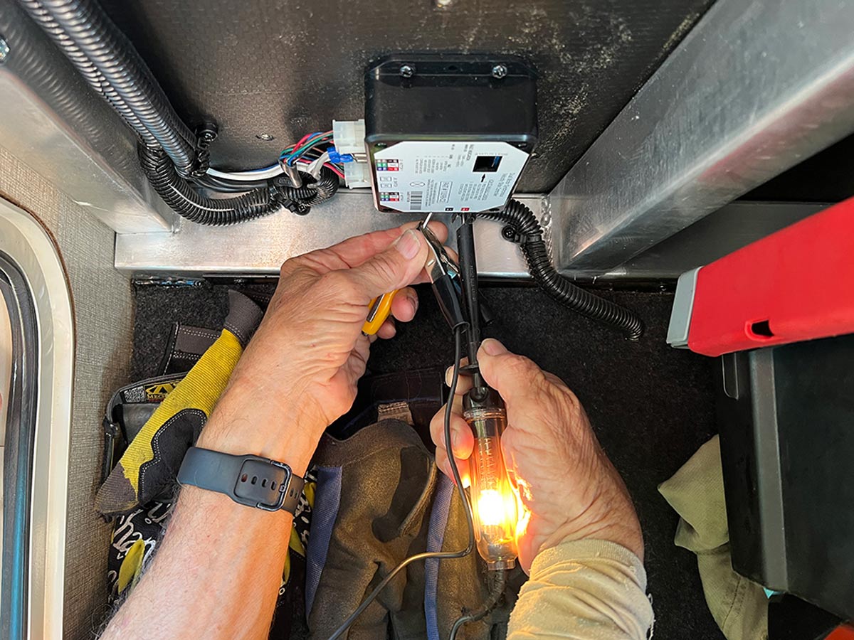 test light can be used to check for 12-volt DC power