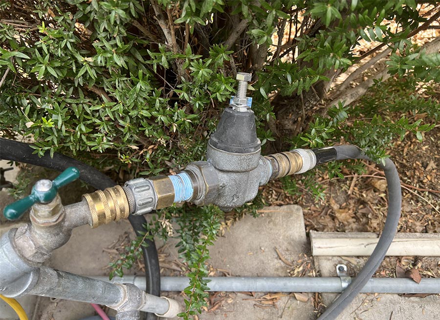 faucet at hook-up area that was not installed with RVers in mind