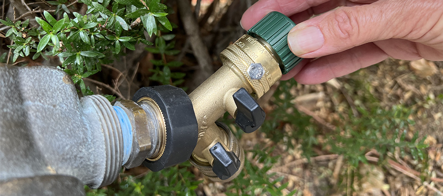 plastic cap placed to make sure water is held in check