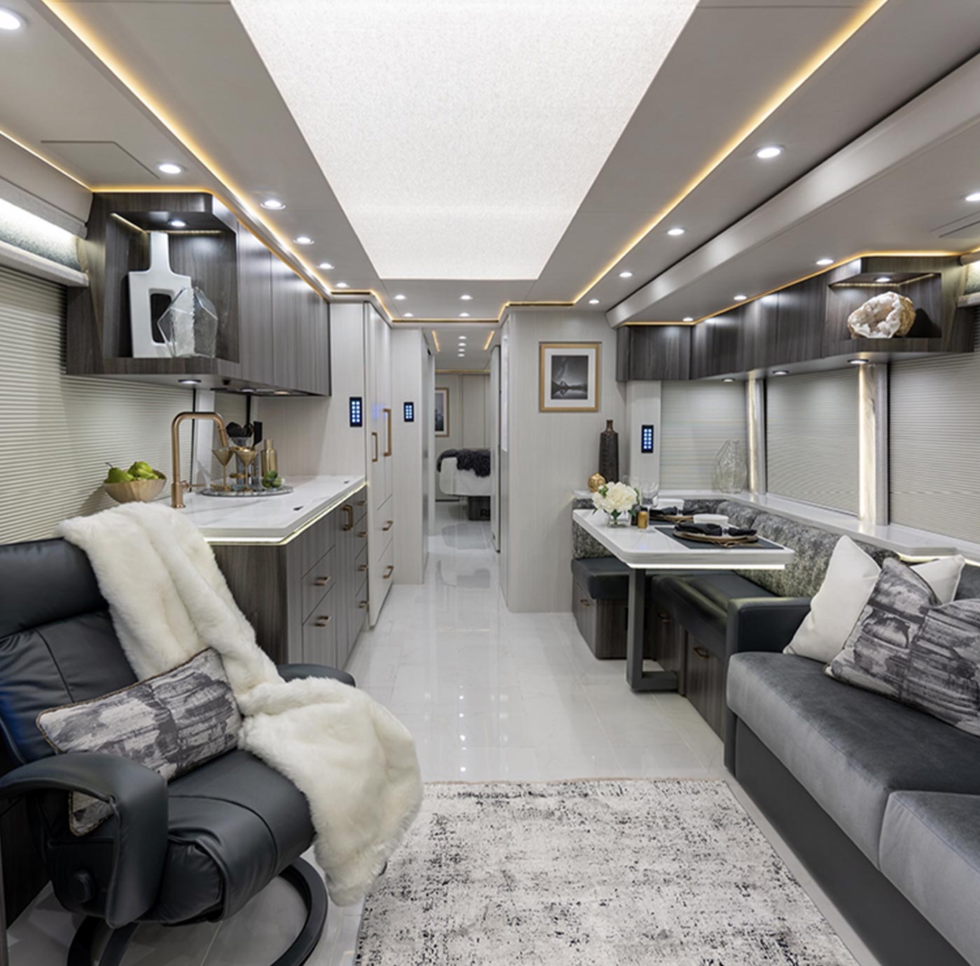 interior of the Marathon Prevost-Based Luxury Coach