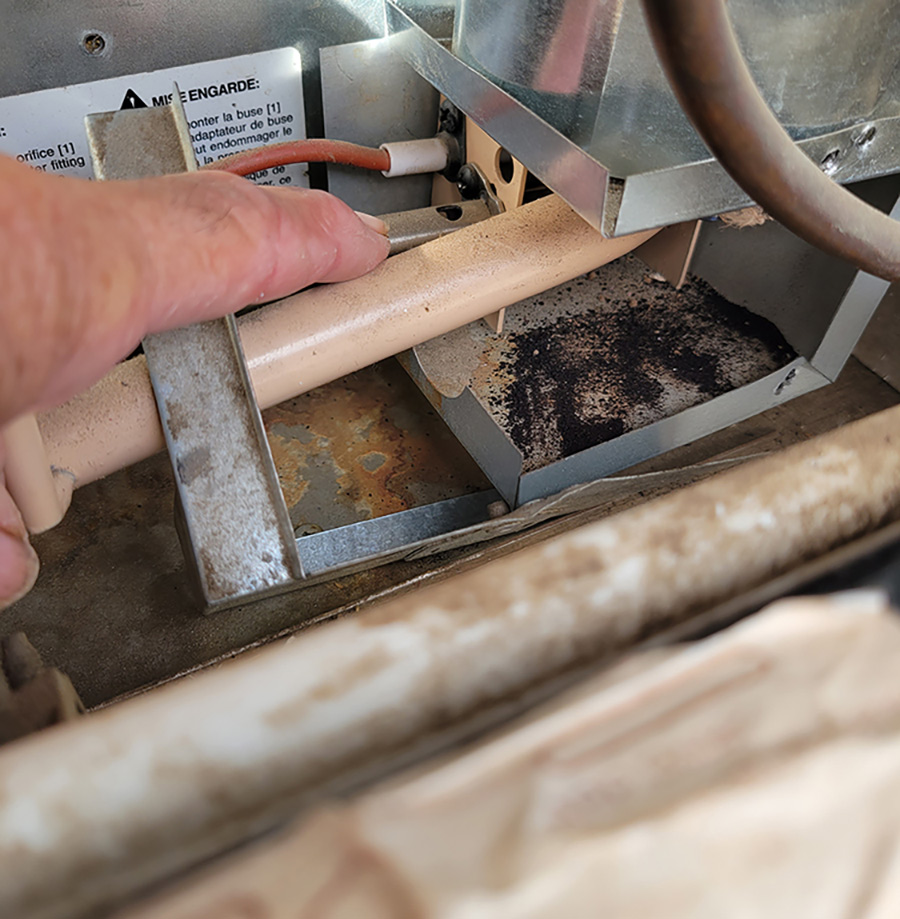 Rust in the burner of the RV