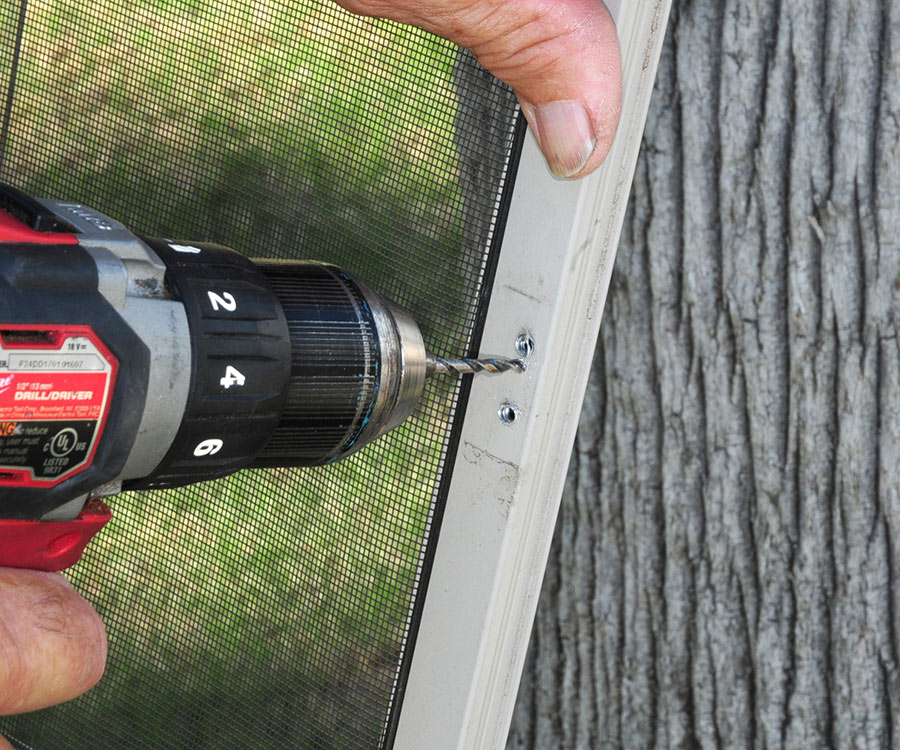 drilling into screen door