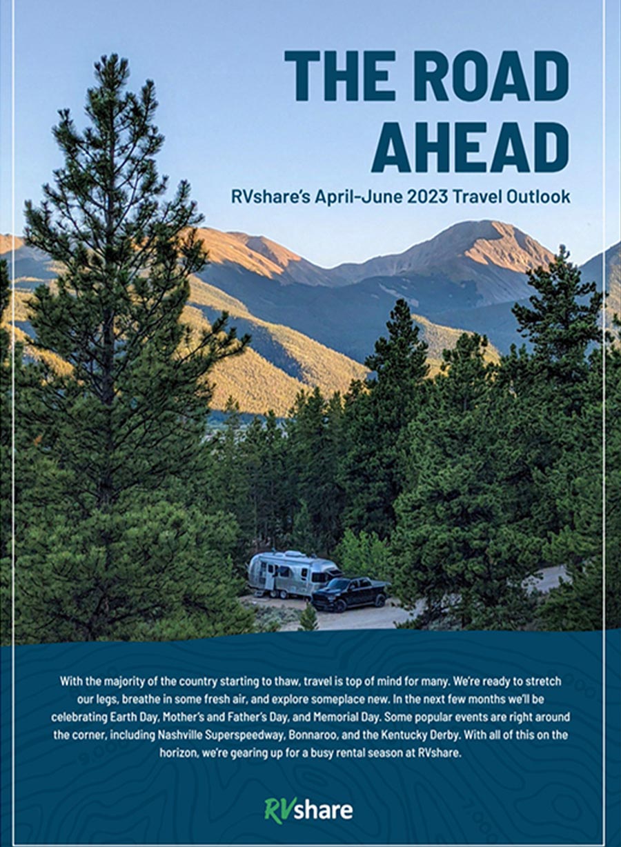 RVShare's April-June Travel Outlook leaflet