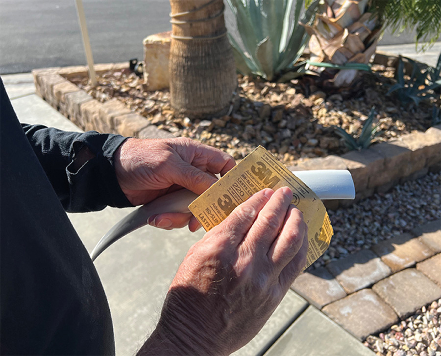 Sanding surface of molding before paint