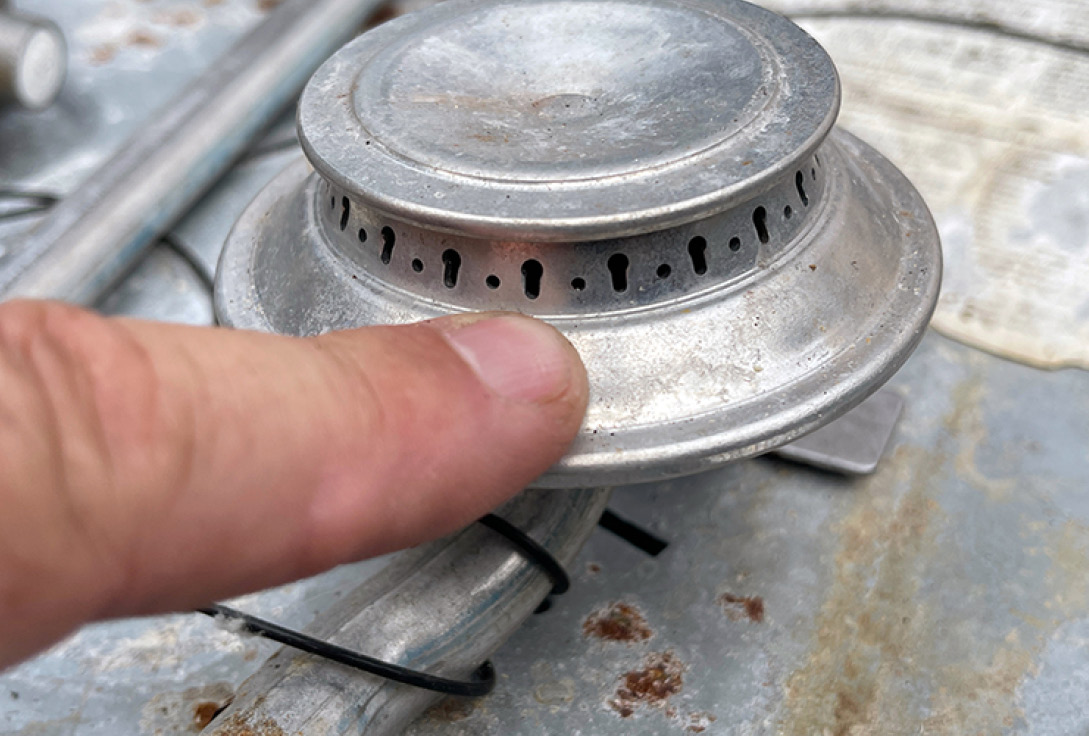 If you have a big boil-over, you might get the ports full of…whatever you’re cooking. Remove the burner and soak in hot soapy water and lightly scrub with a stiff-bristle brush to clean, being careful not to damage the jets.