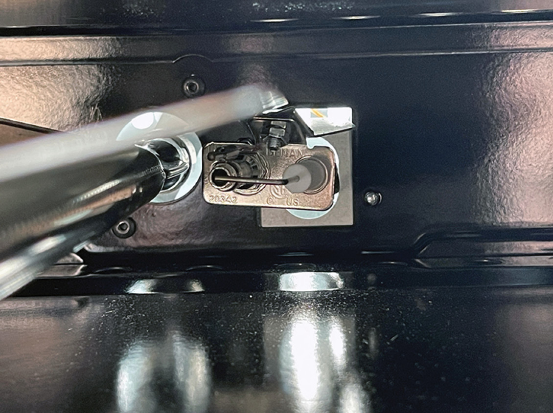 The Greystone’s lower deck is a clean design, with the propane connection at the rear of the unit