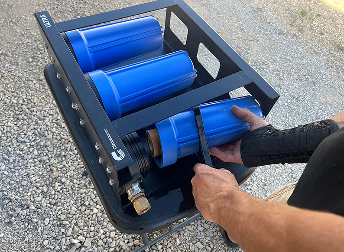 Removing filter with filter wrench