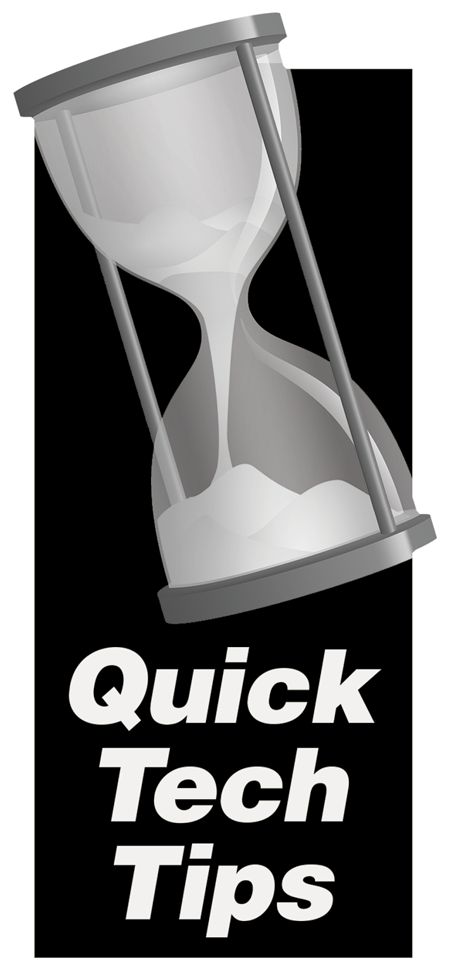 digital illustration of an hourglass; Quick Tech Tips department heading