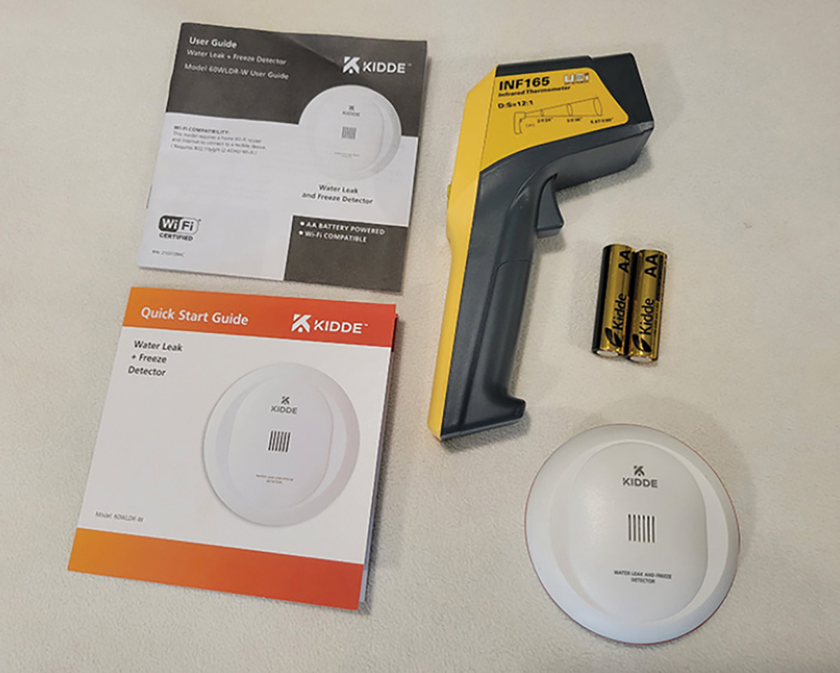 a new Kidde freeze and water detector with original packaging