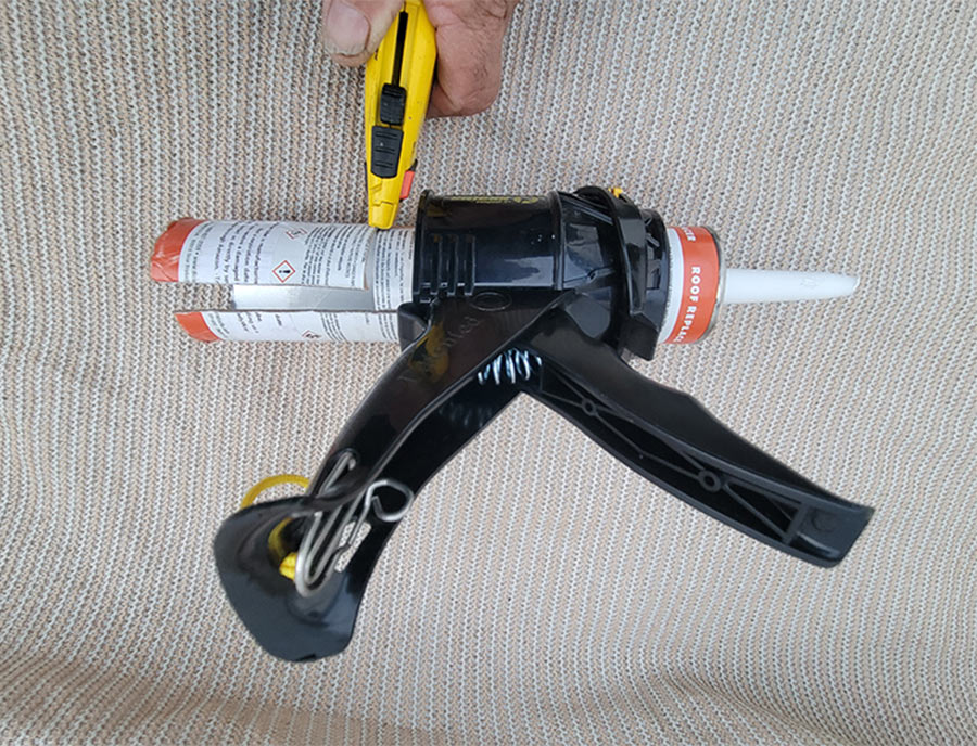 portion of the cartridge being cut off with a utility knife