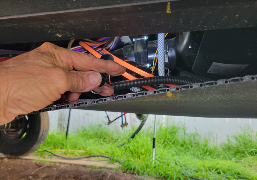 closeup view of the location of the dump valves