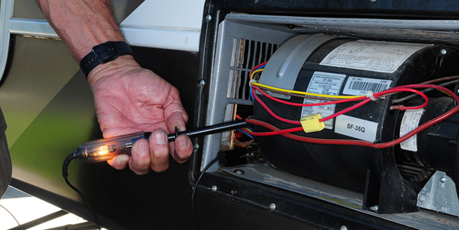 Incoming 12-volt DC power being checked