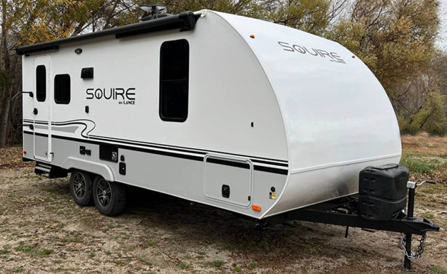 Squire trailer parked outside