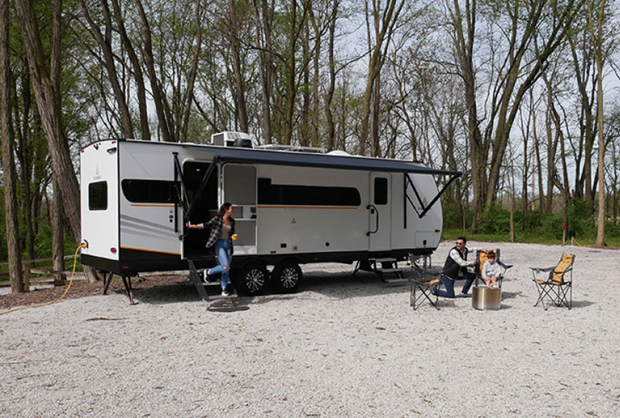 family camping outside of Ember RV’s new E-series