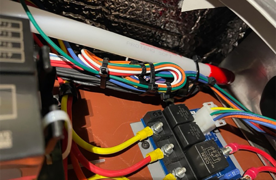 wires running through device