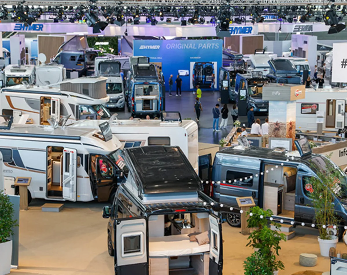 high angle view of the Caravan Salon held in Dusseldorf, Germany